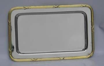 bandeja-rectangular-acero-inoxidable-moldura-bronce-lxv-nevey