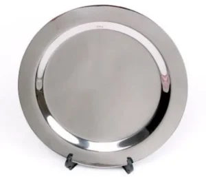 plato-redondo-de-acero-inoxidable-con-caja-y-atril-nevey