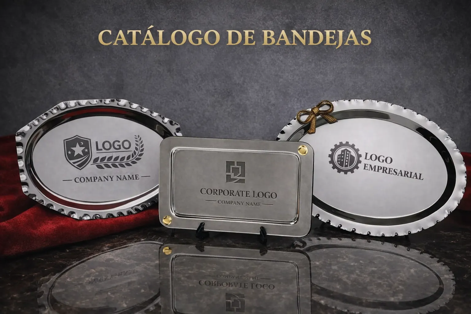 Bandejas de acero inoxidable con grabado personalizado Nevey Medallas