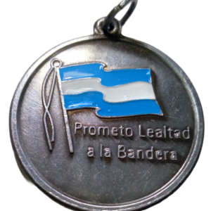 medalla promesa o jura a la bandera hierro niquel negro pintada con cinta y grabado