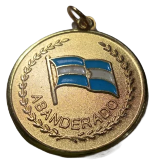medalla de bronce dorado pintada abanderado nac Medallas de bronce pintadas con esmalte sectorizado Nevey Medallas