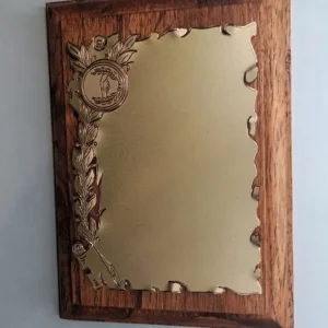 plaqueta conmemorativa de madera y oro para homenaje modelo 2100bm