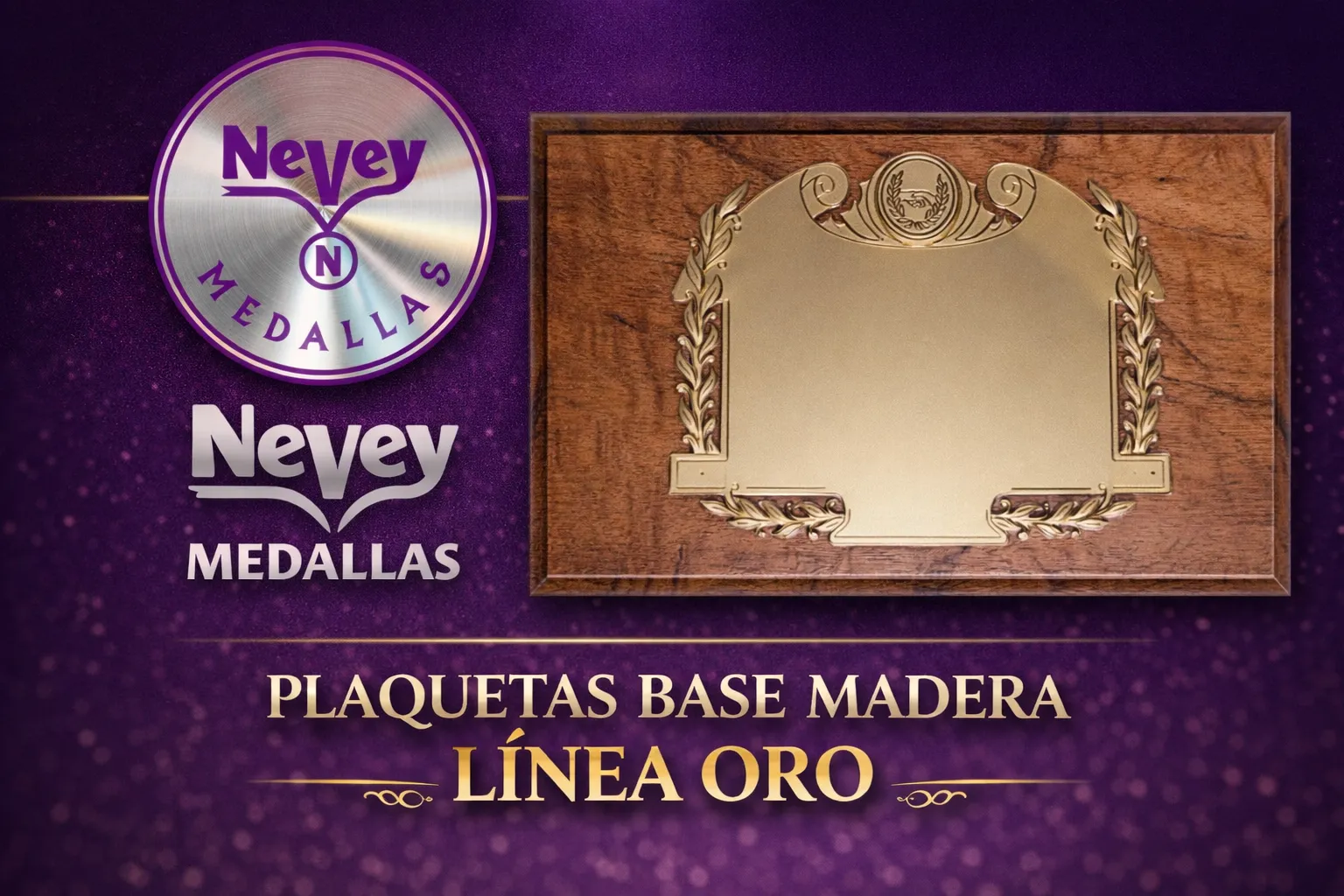 catalogo plaquetas base de madera linea oro