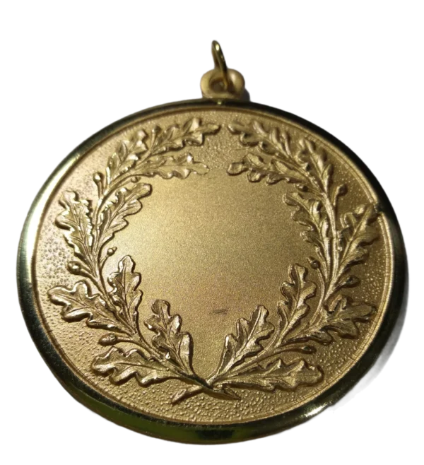 Medallon hoja de Roble 60mm en bronce con baño dorado grabado personalizado