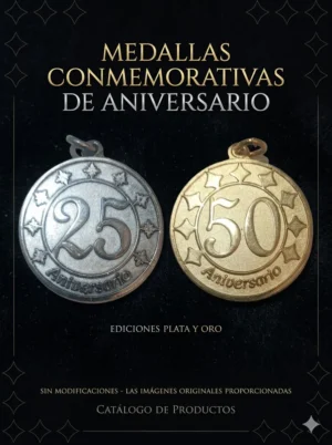 Medallas conmemorativas para 25 y 50 aniversario bronce dorado y plata vieja Medallas de Aniversario - 25 Años Plata Vieja y 50 Años Bronce Dorado