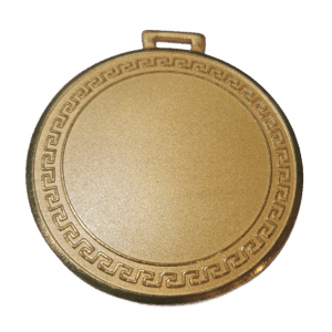 Medallón de bronce 55mm relieve guarda griega circular con pasa cinta y grabado láser